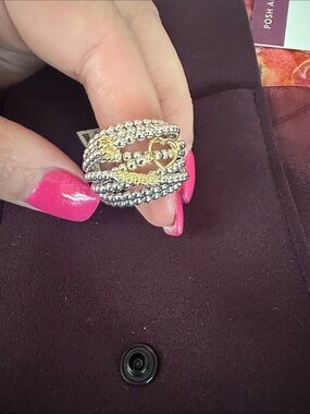 LAGOS S/S and 18kGold caviar icon element domed statement ring size 8 NWT!